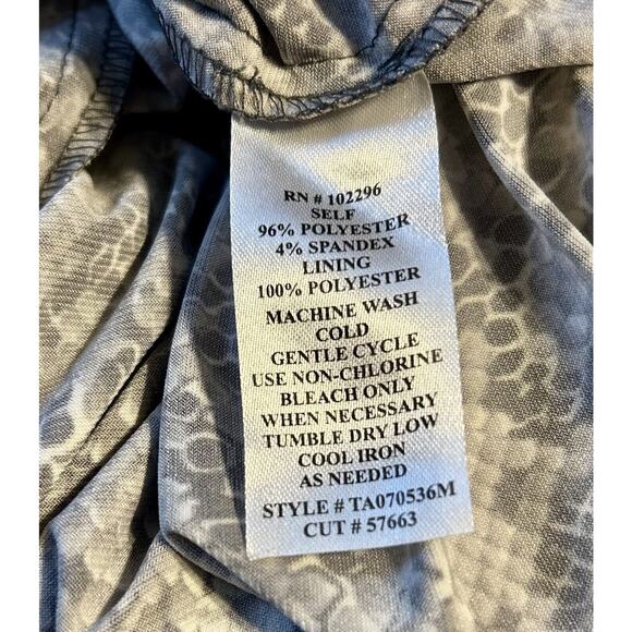 Connected Apparel 6 Tan & Black Snake Print Side Gathered Faux Wrap Sheath - Picture 3 of 5